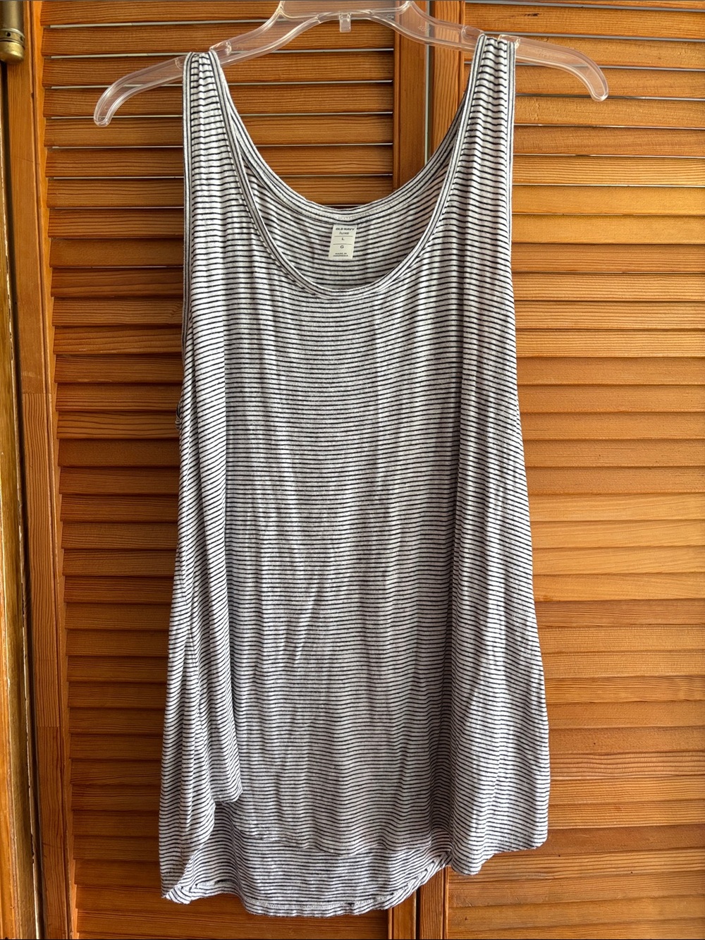 Old Navy Black & White Striped Scoop Neck Tank